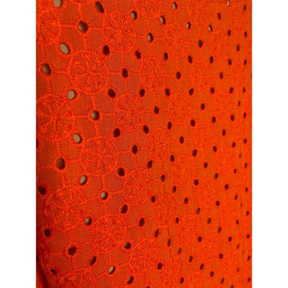 MICHAEL Michael Kors Eyelet Voile Side Cut-Out Mini Dress Long Sleeve Orange 12 - Picture 6 of 6